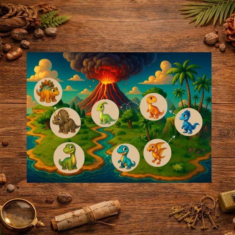 Geïllustreerde schatkaart van de Dinovallei