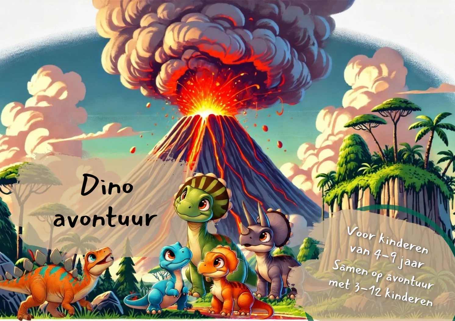 Dino-avontuur voor kinderen van 4 tot 9 jaar, voor 3 tot 12 kinderen